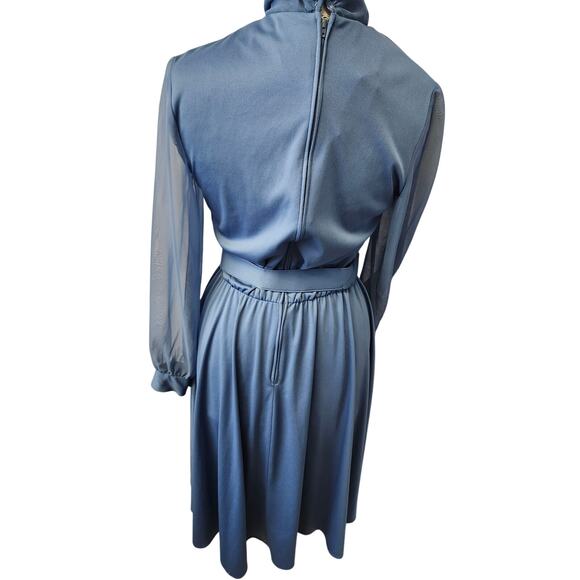 Midi bow Blue Vintage Pin-up 40's dress sz 14 **read** - Picture 5 of 6
